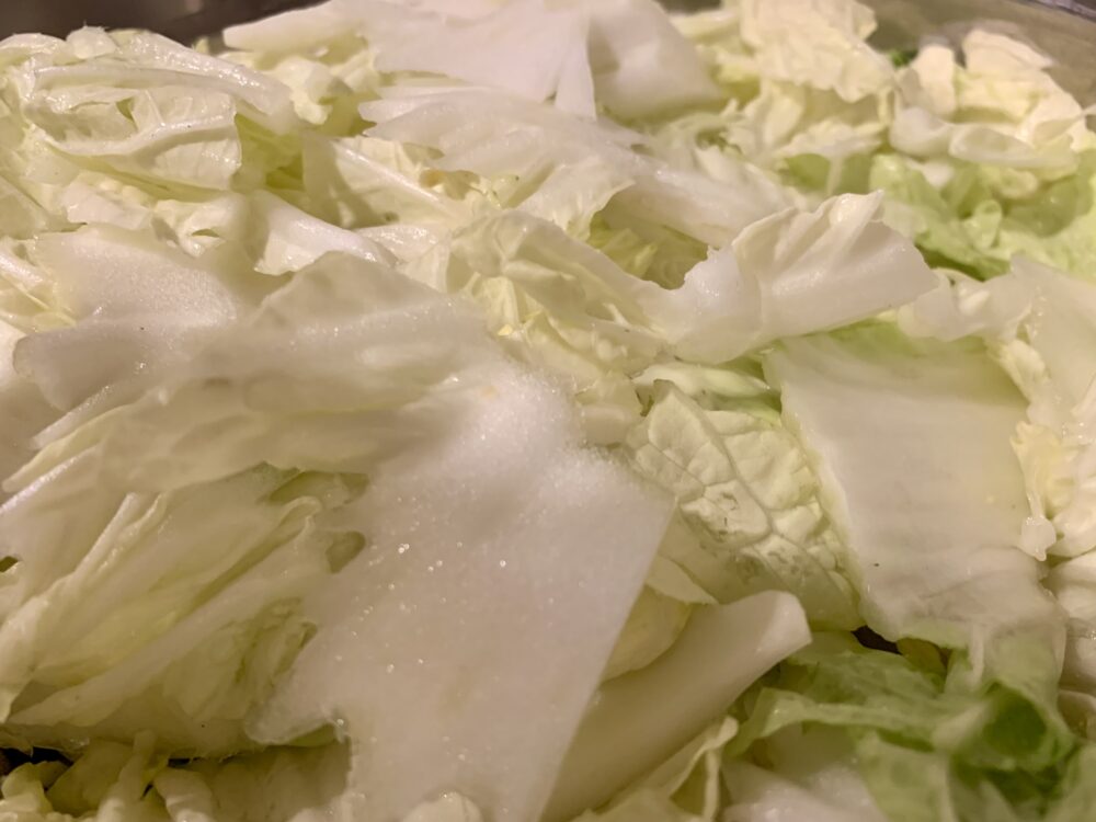 白菜を薄くきる