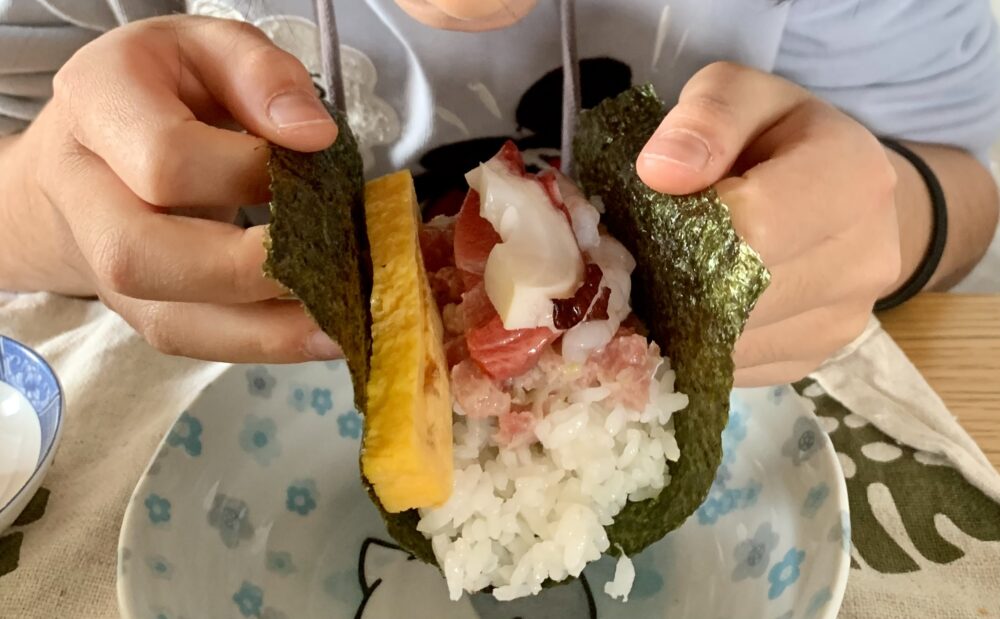 子供たちが自由に巻ける手巻き寿司