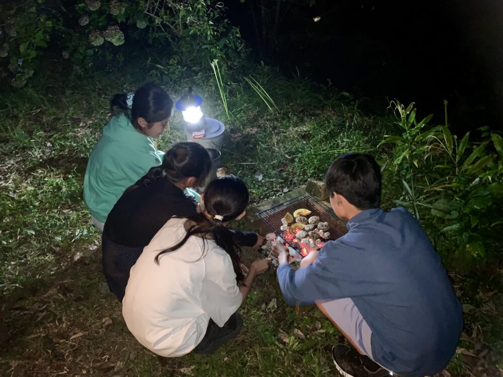 夜中にBBQ