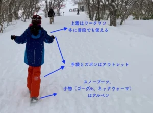スキーや雪遊び用のウェアもワークマンで揃える