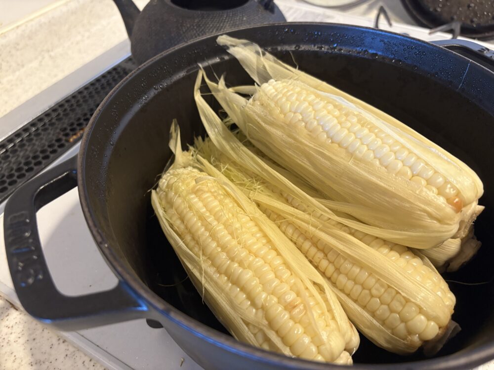 蒸し茹で後