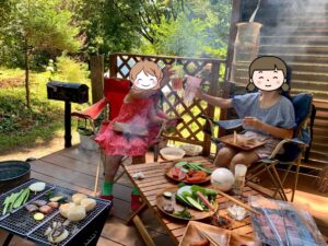 ウッドデッキでBBQ